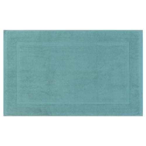Image of Uxcell Towel Cotton Banded Bath Mat, Reversible Step Out Soft Plush Bath Rug Absorbent Rug for Hotel Spa Bathtub Mat Blue 60 x 40 cm