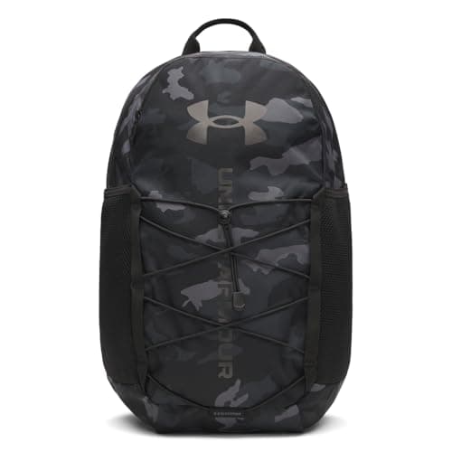 Image of Under Armour Unisex Hustle Sport 6.0 Backpack, Water-Repellent Gym Backpack for Sports and Athletics, Sports Bag with Durable Coated Bottom,Black/Black/Metallic Black,OSFM