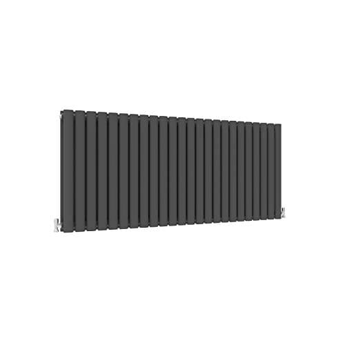 Image of Horizontal Column Anthracite Radiator Oval Double Designer Radiator 600x1416mm Central Heating Interior Design