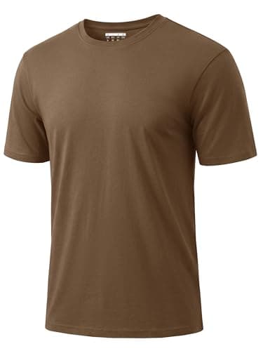 Image of Cavva Men's T-Shirts Cotton Short Sleeve Moisture Wicking Cooling Casual Crew Neck Basic Tee Shirts Brown M