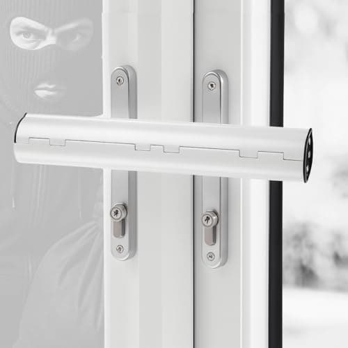 Image of Patio Door Security Lock Fit for Double French Doors & Conservatory Doors, Reinforced Steel Handle Lock Bar for Horizontal Handles