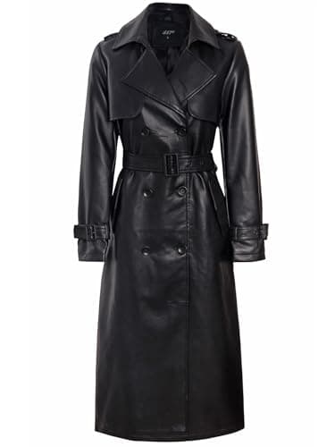 Image of SS7 Womens Faux Leather Maxi Trench Coat PU
