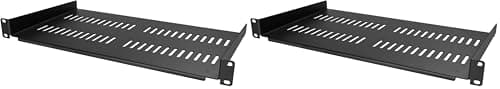 Image of StarTech.com 1U Server Rack Shelf - Universal Vented Rack Mount Cantilever Tray for 19" Network Equipment Rack & Cabinet - Heavy Duty Steel - Weight Capacity 50lb/23kg - 10" Deep, Black (CABSHELFV1U)