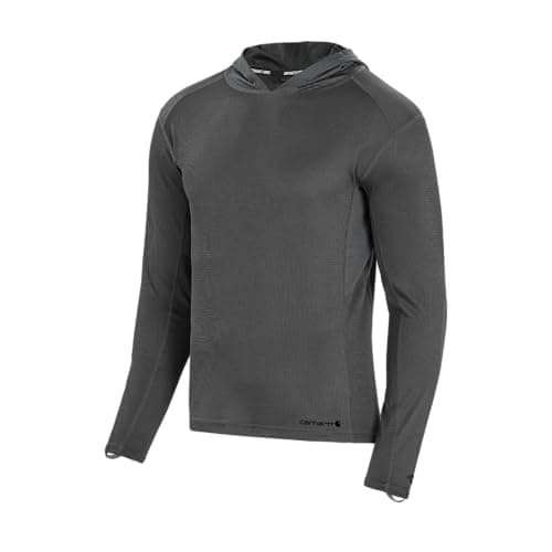 Image of Carhartt Men's Force Midweight Micro-Grid Base Layer Hoodie, Asphalt, XL