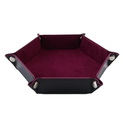 Image of Qury Dice Tray, Dice Stand, Silent Folding Hexagon, PU Leather with Velvet, Foldable Hexagonal Game Board