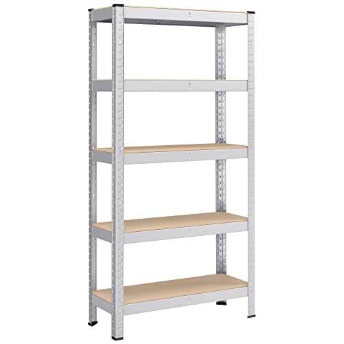 Image of SONGMICS 5-Tier Shelving Unit, Steel Shelving Unit for Storage, Boltless Assembly, for Garage, Shed, Load Capacity 650 kg, 30 x 75 x 150 cm, Silver GLR030E01