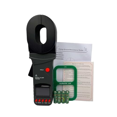 Image of Resistance Meters, FR2000A+ Digital Clamp Meter Earth Resistance Tester AC & DC Current Measurement Handheld Tool For Electrical Testing(Bianco)