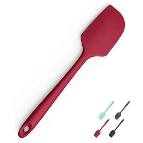 Image of Doosu Food Grade Silicone Spatula, 315℃ Heat Resistant Flexible Kitchen Rubber Bowl Scraper Integrated Seamless Baking Supplies for Scraping Non-Stick Pans (28.9cm, Red)