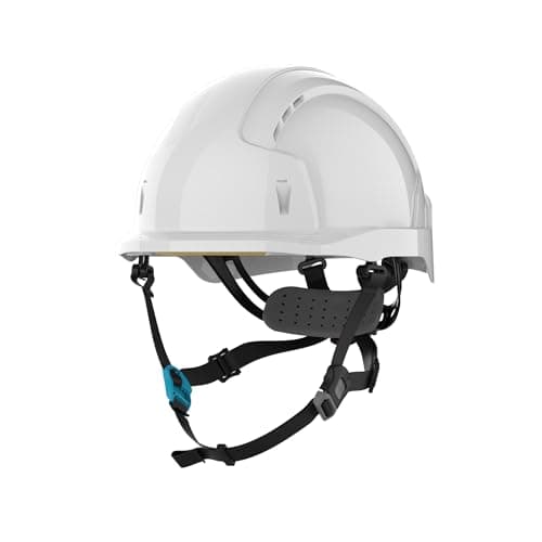 Image of JSP EVOLITE SKYWORKER - Industrial Working at Height Hard Hat - Safety Helmet - White - Tough Lightweight ABS Shell - Comfortable Wheel Ratchet Closure - Adjustable Chinstrap - EN 397 & EN 12492