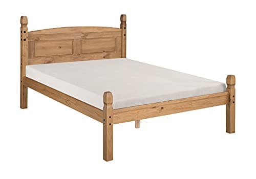 Image of Mercers Furniture Corona Bed Frame Small Double 4'0" Low End Solid Wood Pine 4ft Bedroom With Wooden Slats Mexican Style 116cm High 132cm Wide 202cm Deep