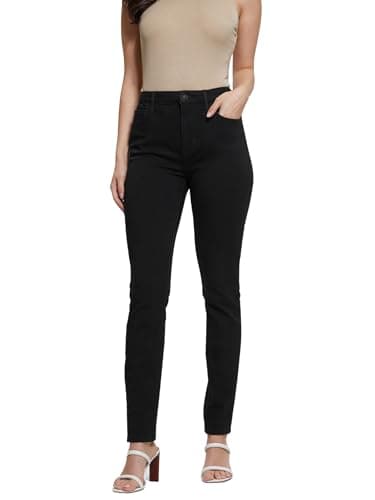 Image of Guess Womens High Rise 1981 Skinny Jean, Overdye Black Wash, 26