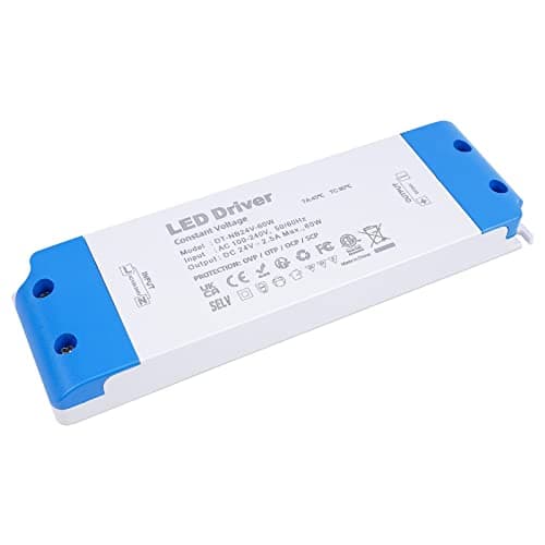 Image of VARICART LED Transformer 60W, ultra slim 24V LED Driver 240V AC to 24V DC 2.5A, Low Voltage Power Supply Constant Voltage for Strip Lights, Display and G4,MR11,MR16 Light Bulbs