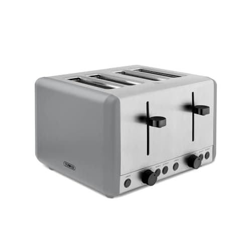 Image of Tower T20086GRY Sera 4 Slice Toaster with 6 Browning Levels, Removable Crumb Tray, Defrost/Reheat/Cancel Functions, 1800W, Grey