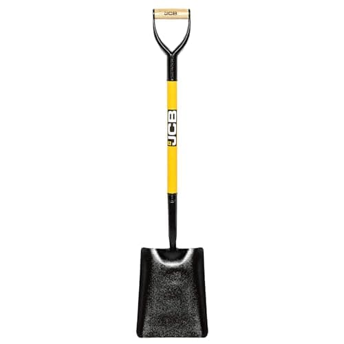 Image of JCB - Professional Solid Forged Shovel - No 2 Square Mouth - Site Master - Professional Metal Long Handle Heavy Duty Site and Gardening Tools - 3 Year Standard Warranty