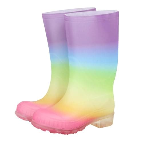 Image of A2Z 4 Kids Girls Rainbow Wellies Waterproof PVC Rain Boots Gradient Colour - Wellies 1405 Gradient 9 UK Child