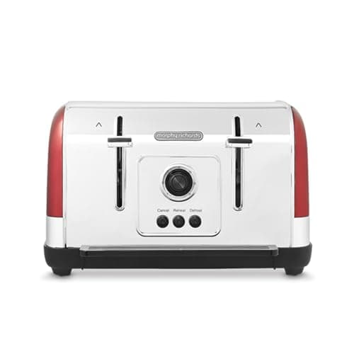 Image of Morphy Richards Venture Red 4 Slice Toaster - Defrost Setting - High Lift Feature - 240133
