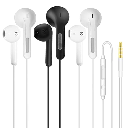 Image of 3 Pack Wired Earphones In Ear Headphones Wired ear buds 3.5mm jack head phones with mic Wired Earbuds Noise Isolating, Plug In ear phones wired for Phone Samsung Huawei Android Tablets Laptops