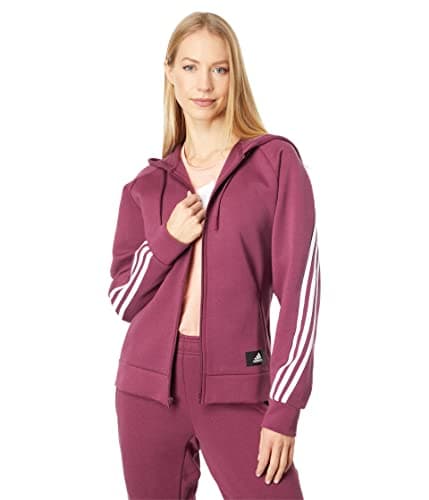 Image of adidas Future Icons 3-Stripes Full Zip Hoodie Victory Crimson 2XS