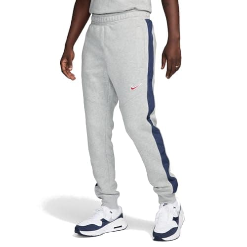 Image of Nike Men's M NSW Sp FLC Jogger Bb Full Length Pant, Dk Grey Heather/Thunder Blue, S