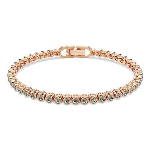Image of Swarovski Imber Emily Tennis Bracelet, Black Round-Cut Crystals in a Rose Gold-Tone Finished Setting, Part of the Imber Collection