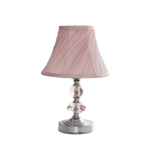 Image of MiniSun | Modern Polished Chrome and Pink Touch Table Lamp with a Pleated Shade | Table Lamps, Home Décor & Improvement Essential | Includes 5W LED Bulb [3000K Warm White]
