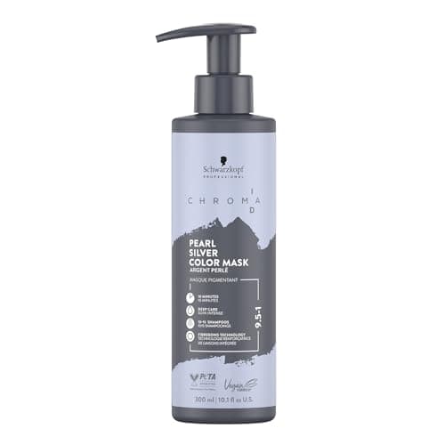 Image of Schwarzkopf Professional CHROMA ID Bonding Color Mask Semi Permanent Mix And Tone Color System Toning Enhancing Refreshing Intense Care Deep Conditioning Shine Vegan Formula 9,5-1 Pearl Silver 300 ml
