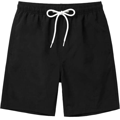 Image of Wareet Boys Swim Board Shorts with Liner Swim Trunks for Teen Qick Dry Board Shorts Kids (UK, Age, 12 Years, 13 Years, Regular, Black)