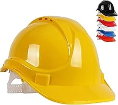 Image of Blackrock Yellow Hard Hat, Safety Helmet, Hard Hats Construction, Hardhat, PPE, Construction Helmet, Mens Womens Childs Multi-Position 6-Point Adjustable, Builders, Work Safety Equipment & Gear