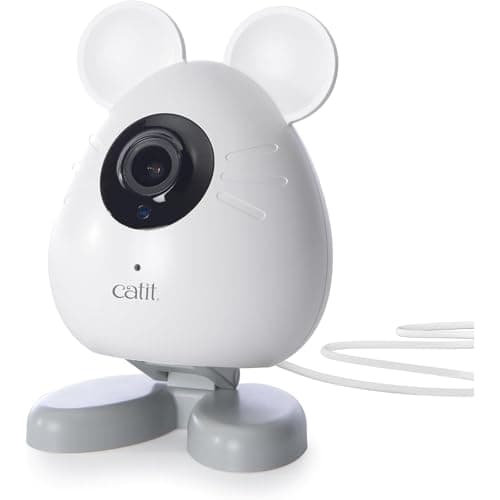 Image of Catit PIXI Smart Mouse-Shaped Cat indoor Camera, App-Controlled Pet, White