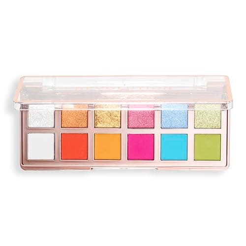 Image of Revolution, The Vibrant Icon Brights Palette, 12 Pigmented Cream, Matte & Shimmer Makeup Shades, Blendable & Compact Formula, Vegan & Cruelty-Free