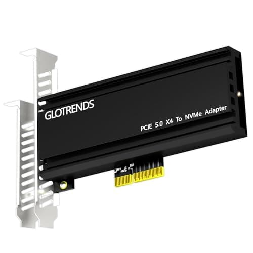 Image of GLOTRENDS PA18 M.2 NVMe to PCIe 5.0 X4 Adapter for M.2 NVMe SSD, Extra Large Aluminum Heatsink, Regular and Low-Profile Bracket (Black)