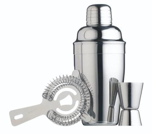 Image of BarCraft KCDLBSET3 Cocktail Making Set with Recipe Leaflet in Gift Box, Stainless Steel, 3 Pieces