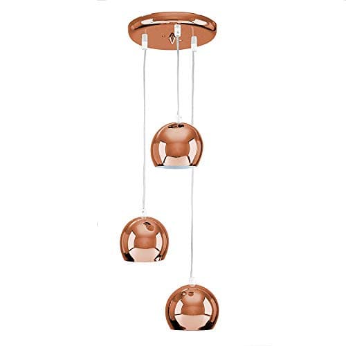 Image of MiniSun | Retro Eyeball 3 Way Droplet Ceiling Pendant Light Fitting in a Copper Finish | Pendant Lights, Home Décor & Improvement Essential | Mains Wired