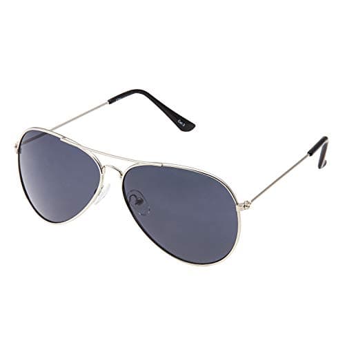 Image of UltraByEasyPeasyStore Ultra Pilot Sunglasses - Adults Silver Frame with Black Lenses Unisex Retro 80s Classic Style UV400 Protection Navigator Pilot Glasses