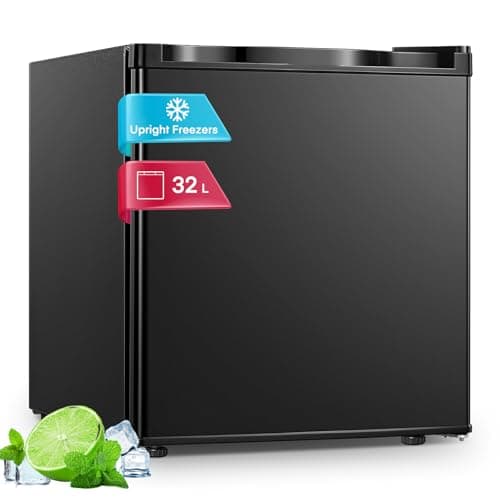 Image of FOHERE 32L Table Top Mini Freezer, Small Freezer with 7 Adjustable Temperature, Energy Efficient, 4 Star Freezing,Removable Wire Shelf for Bedrooms/Home/Apartment/Office, New Black