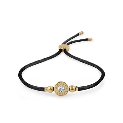 Image of RADLEY Women's Plated Stone Set Cord Friendship Bracelet (Black)