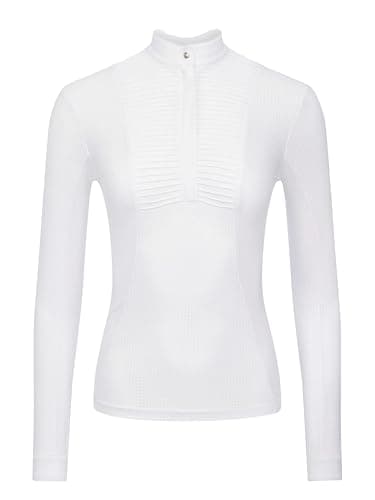 Image of LeMieux Arielle Long Sleeve Show Shirt - Equestrian Horse Riding Womens Competition Shirt - White - UK14