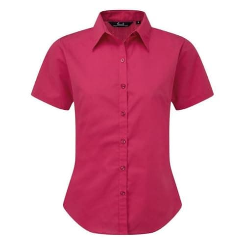 Image of Premier Short Sleeve Poplin Blouse/Plain Work Shirt (14) (Hot Pink)