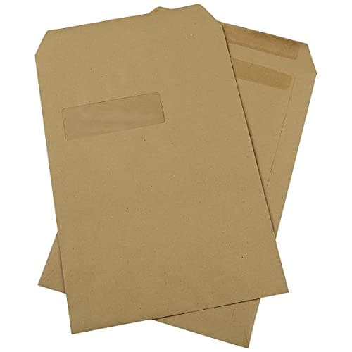 Image of Q-Connect C4 Envelopes Window Basketweave Pocket Self Seal 115gsm Manilla (Pack of 250) , beige