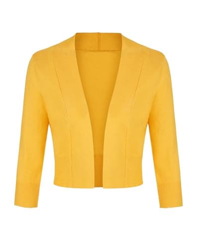 Image of LADI TREND Womens Cardigan Open Front Elegant Dress Cardigans for Ladies Cropped Shrugs (Golden Yellow XXL)