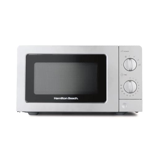Image of Hamilton Beach Microwave, 20L, 700W, Standard, Manual Controls, 6 Power Levels, Speedy Defrost, 30-Min Timer, Compact Design for Small Kitchens, Silver - HB70T20S