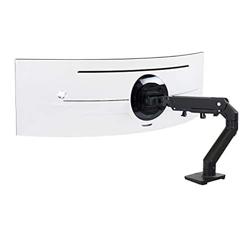 Image of Ergotron – HX HD Premium Heavy Duty Gaming Monitor Arm, Single Monitor Desk Mount – for 1000R Curved Ultrawide Monitors Up to 49″, 12.7-19.1kg, VESA 75x75mm or 100x100mm – Matte Black (45-647-224)