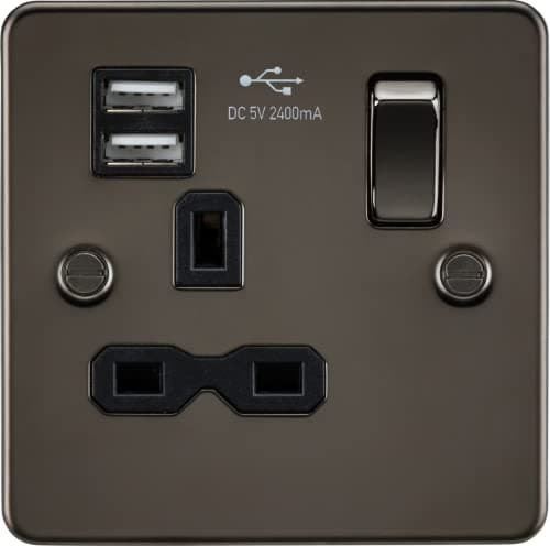Image of Knightsbridge Flat Plate Socket, Gunmetal