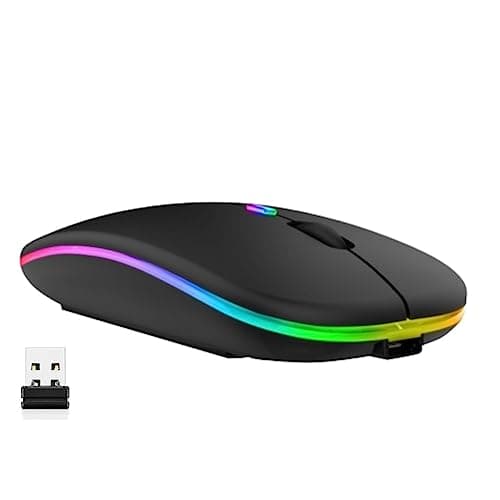 Image of Wireless Mouse, Wireless Led Rechargeable Mouse for Laptop Notebook, PC, Computer, Desktop, Gaming, MacBook, Slim Optical Mouse 1600 Adjustable DPI, 2.4Ghz Silent Mouse (Black)