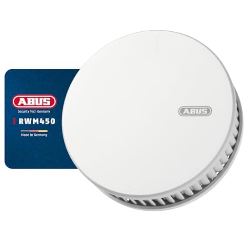 Image of ABUS RWM450 wireless smoke detector – heat detector with 12-year battery – 15 detectors can be networked – Q-label & DIN EN14604 certified – suitable for kitchens – white