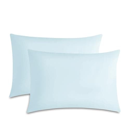 Image of M&J Home Pillowcases 2 Pack Duck Egg 74x48cm - 180 Thread Count Percale - 48% Cotton 52% Polyester - Crisp Breathable Comfort - Easy Care Machine Washable