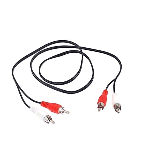 Image of JZK 1M Red white RCA audio cable, 2 RCA male to male connector plug stereo video cable lead cord for TV, Hifi, home cinema, amplifier, speaker