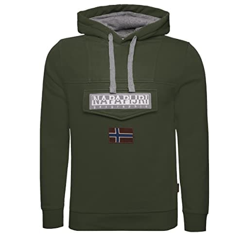 Image of Napapijri Mens Burgee Winter 1 Fleece Hoody Green Depths S