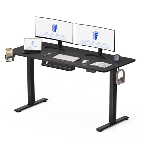 Image of FLEXISPOT 140 * 60cm Electric Standing Desk, Height Adjustable Ergonomic Stand up with 2 Memory Preset and Backpack Hook, Black