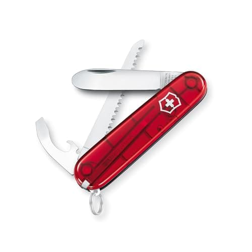 Image of Victorinox My First Victorinox Kids Swiss Army Knife, Small, Multi Tool, Camping Knife, 9 Functions, Blade, Transparent Red